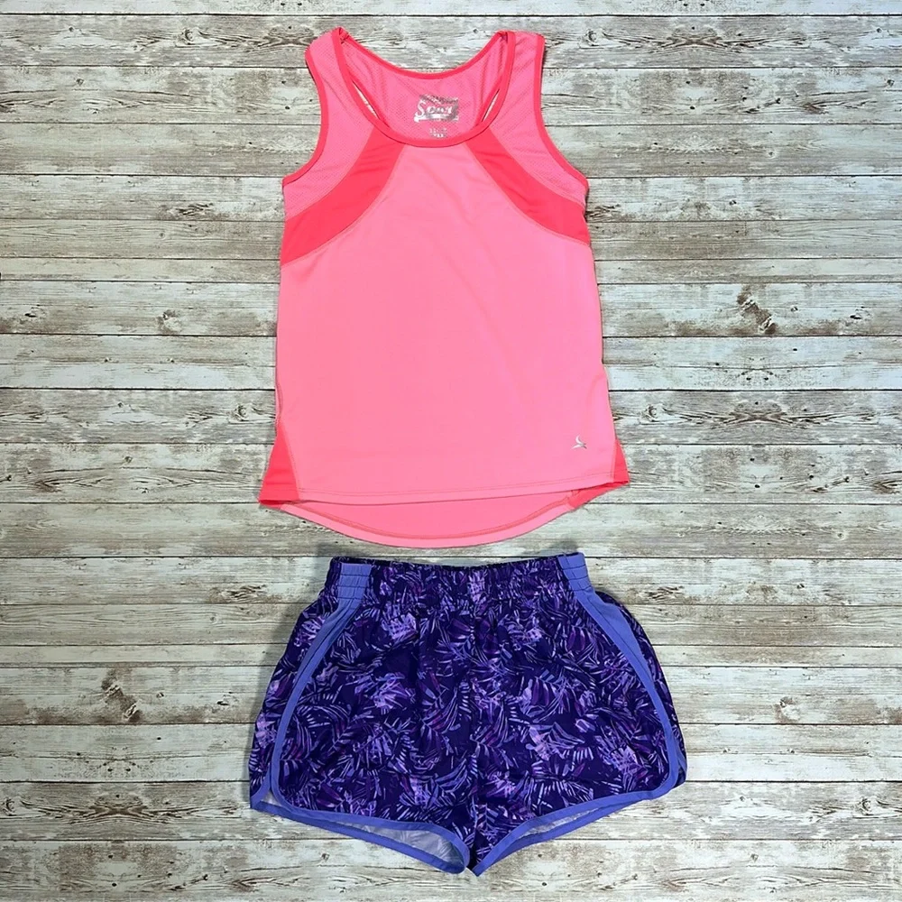 Champion Girls Athletic Shorts & Tank Top Bundle sz 10-12 Track Pink Purple